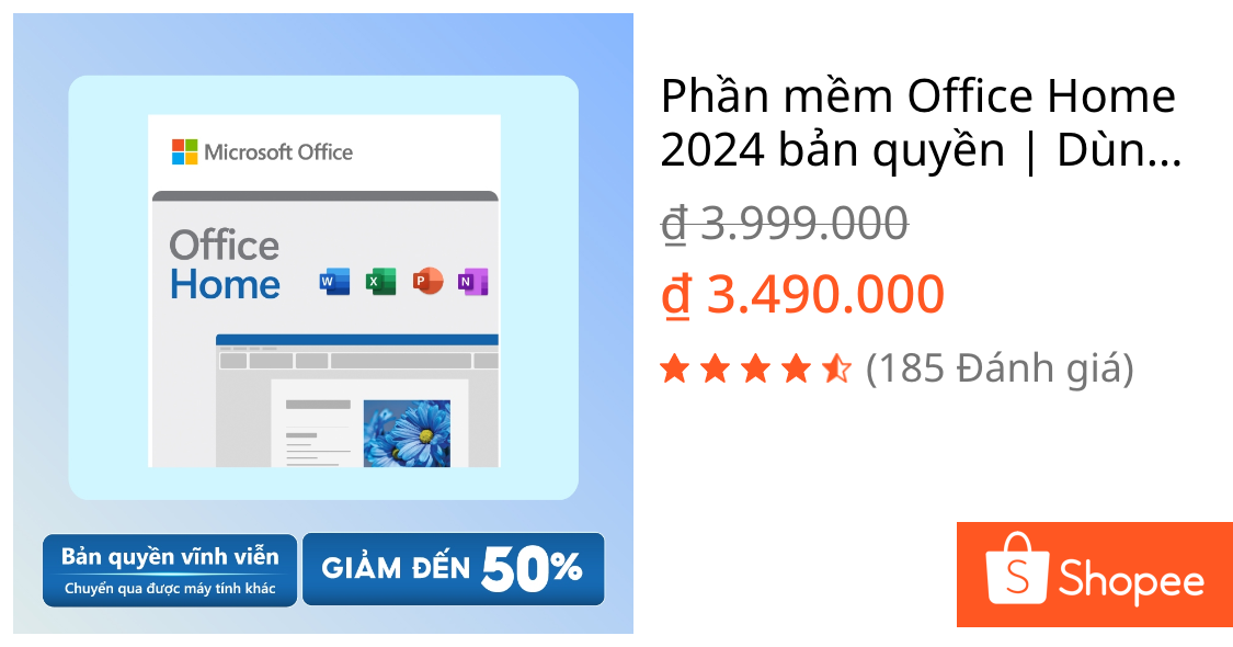 Phần mềm Office Home 2024 bản quyền | Dùng vĩnh viễn| 1 người, 1 thiết bị |Chuyển được máy tính khác | Shopee Việt Nam